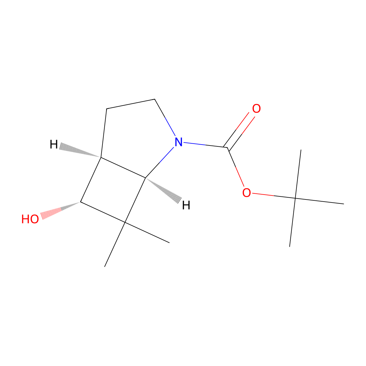 Tert-butyl (1R,5S,6R)-6-hydroxy-7,7-dimethyl-2-azabicyclo[3.2.0]heptane-2-carboxylate molecular structure, CAS 2413846-94-1