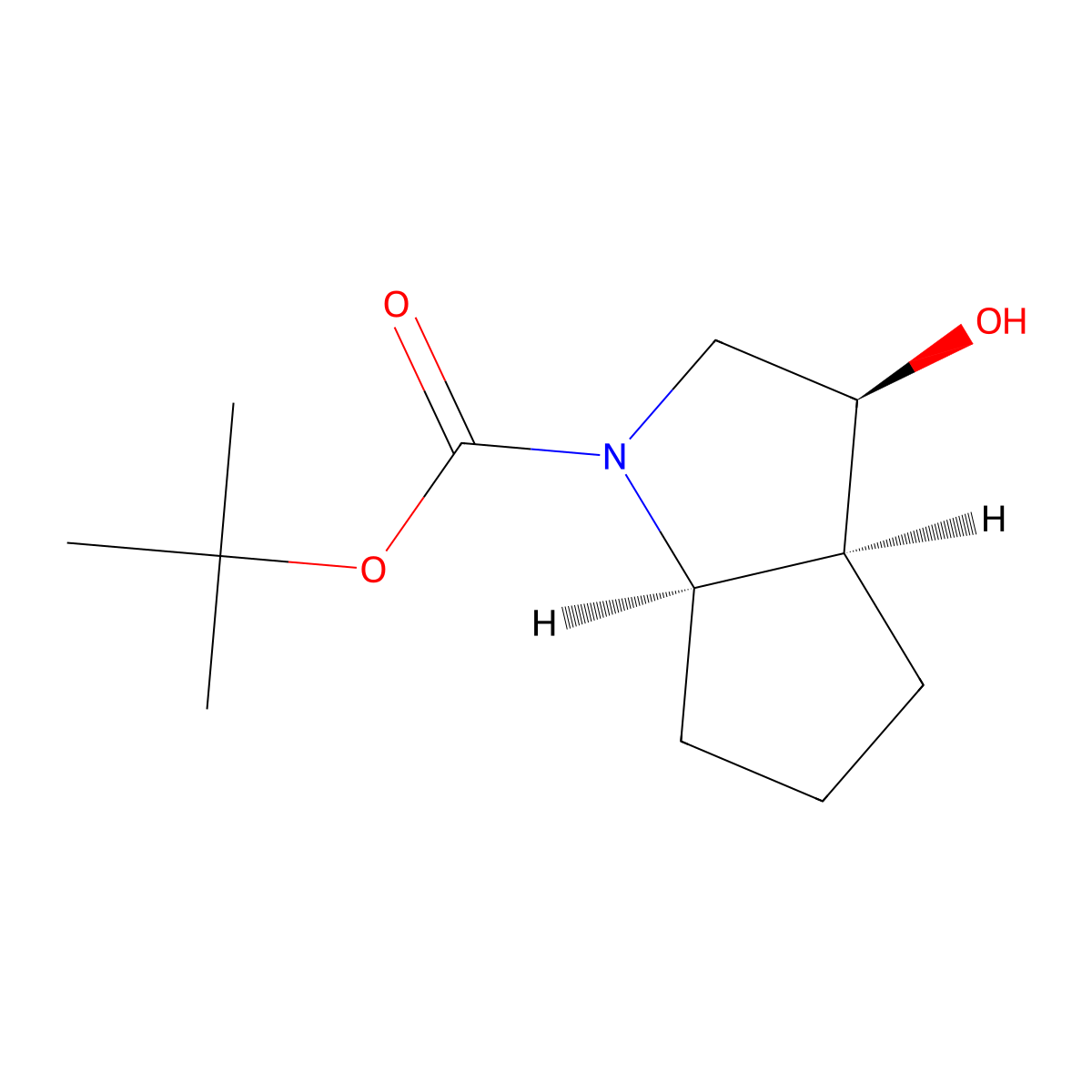 rac-tert-butyl (3R,3aR,6aS)-3-hydroxy-octahydrocyclopenta[b]pyrrole-1-carboxylate molecular structure, CAS 2413847-03-5
