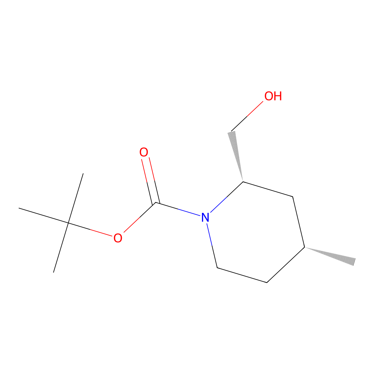 rac-tert-butyl (2R,4S)-2-(hydroxymethyl)-4-methylpiperidine-1-carboxylate molecular structure, CAS 2413847-06-8
