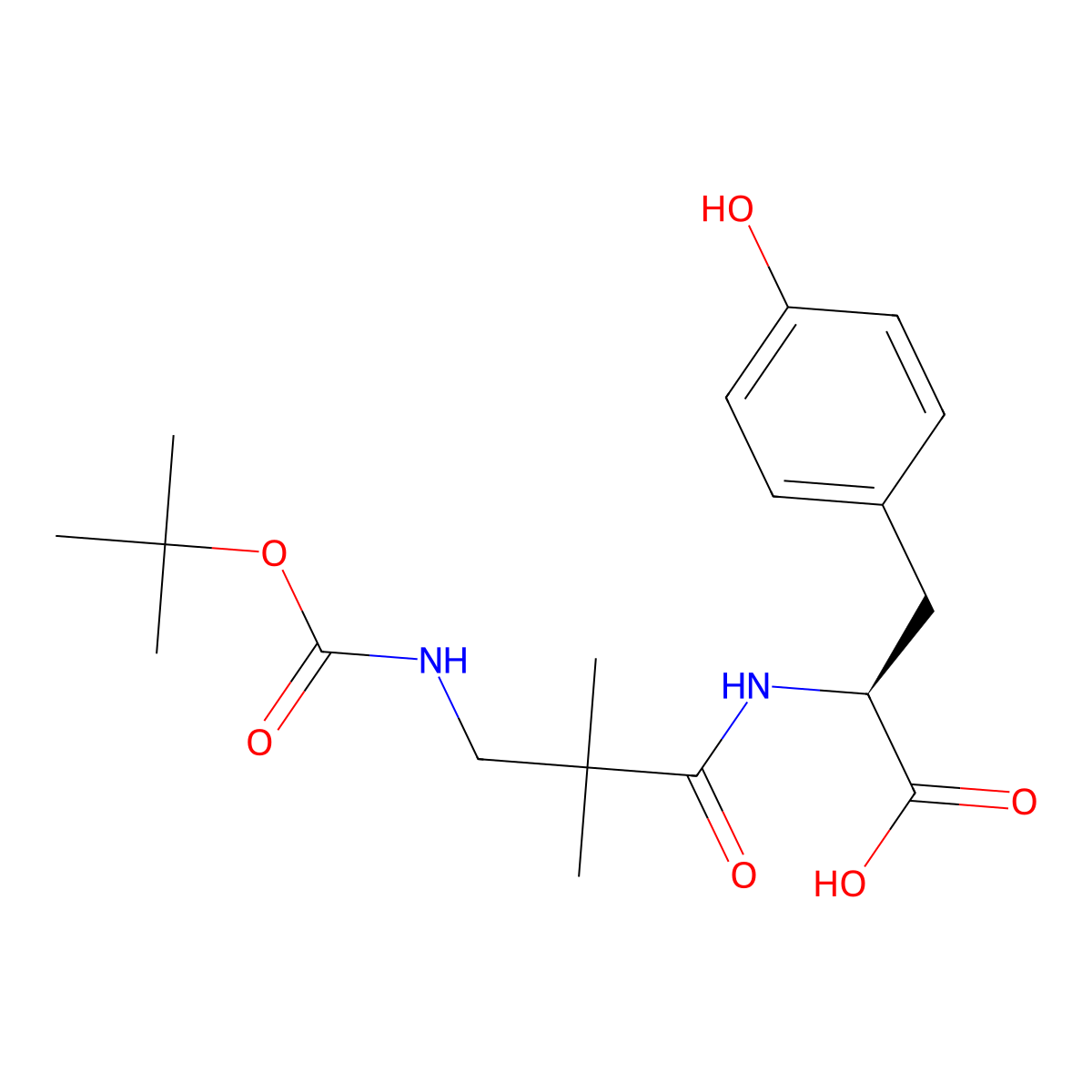 (2S)-2-(3-{[(tert-butoxy)carbonyl]amino}-2,2-dimethylpropanamido)-3-(4-hydroxyphenyl)propanoic acid molecular structure, CAS 2413847-22-8