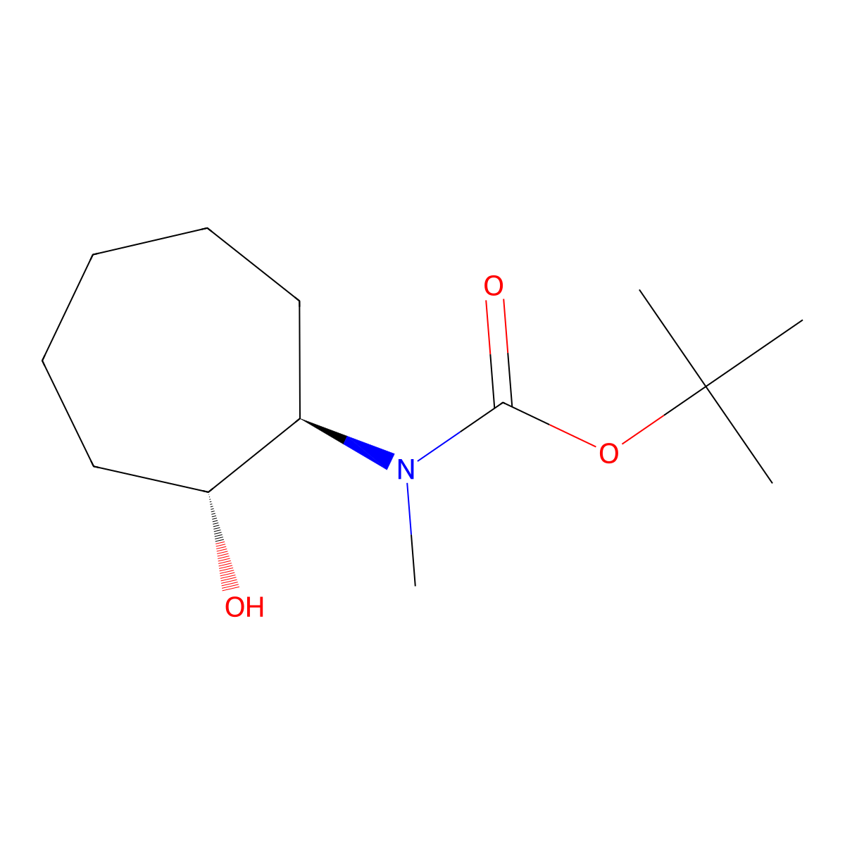 rac-tert-butyl N-[(1R,2R)-2-hydroxycycloheptyl]-N-methylcarbamate molecular structure, CAS 2413847-23-9