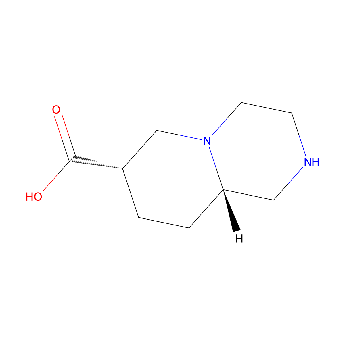 rac-(7R,9aR)-octahydro-1H-pyrido[1,2-a]pyrazine-7-carboxylic acid molecular structure, CAS 2413847-32-0