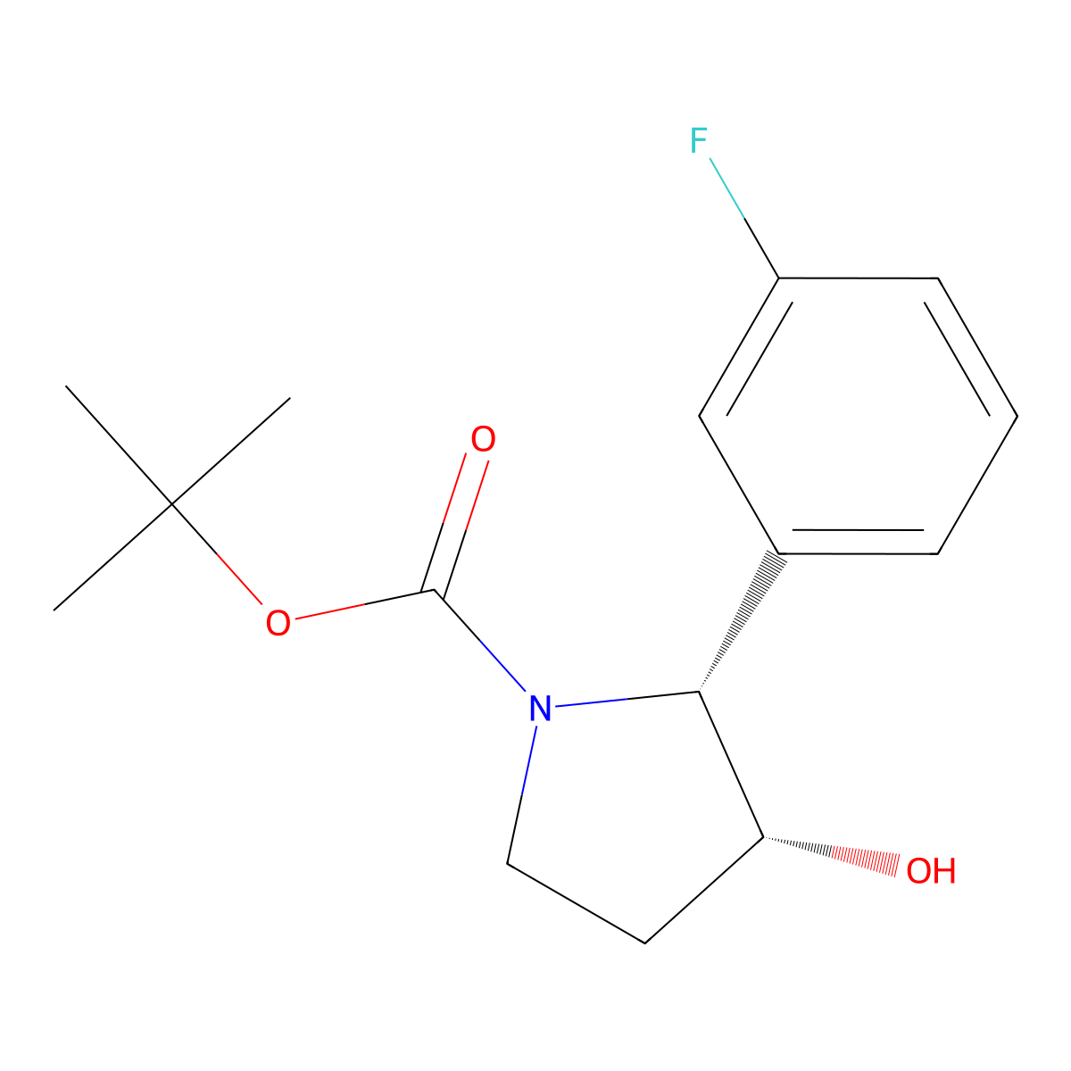 rac-tert-butyl (2R,3R)-2-(3-fluorophenyl)-3-hydroxypyrrolidine-1-carboxylate molecular structure, CAS 2413847-52-4