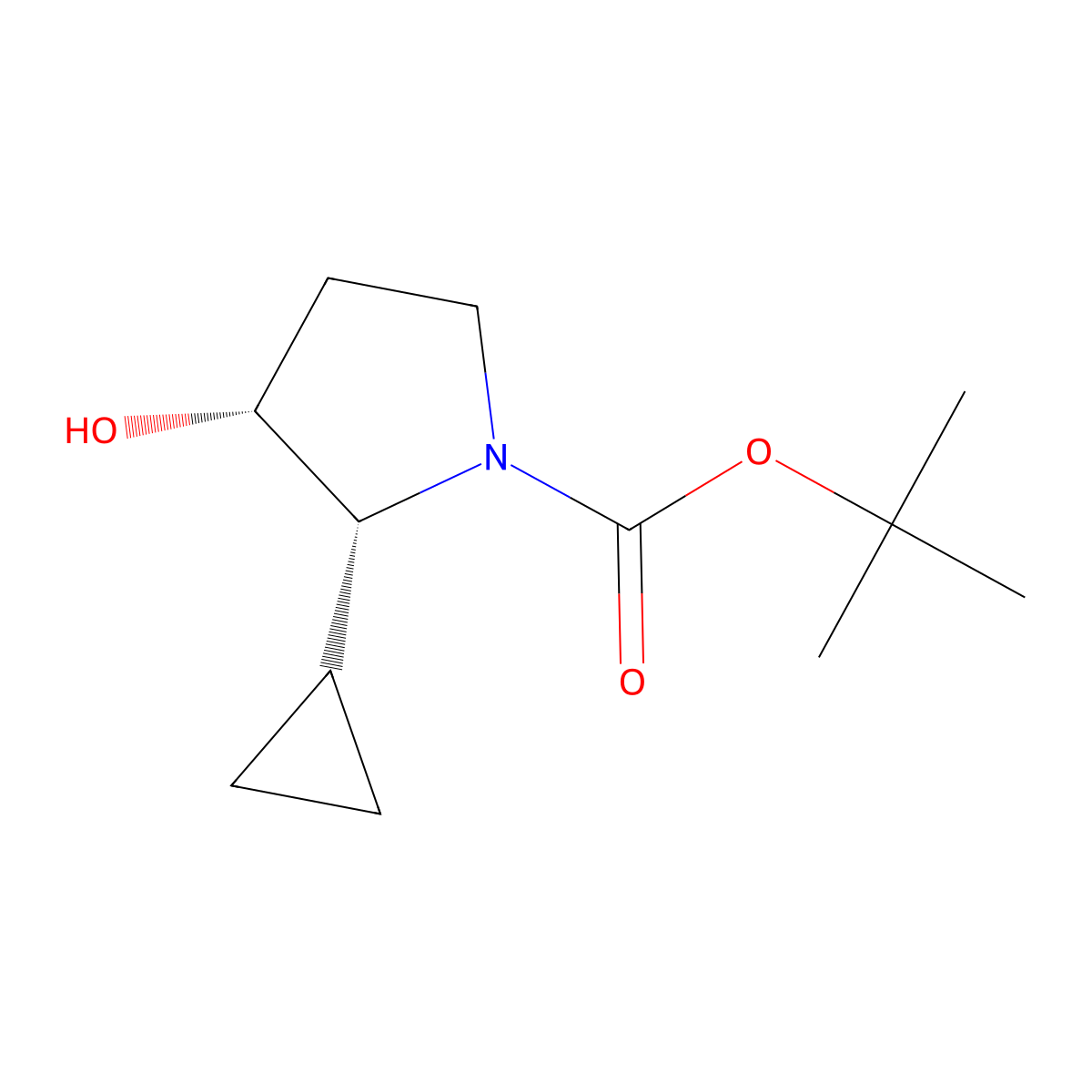 rac-tert-butyl (2R,3R)-2-cyclopropyl-3-hydroxypyrrolidine-1-carboxylate molecular structure, CAS 2413847-54-6
