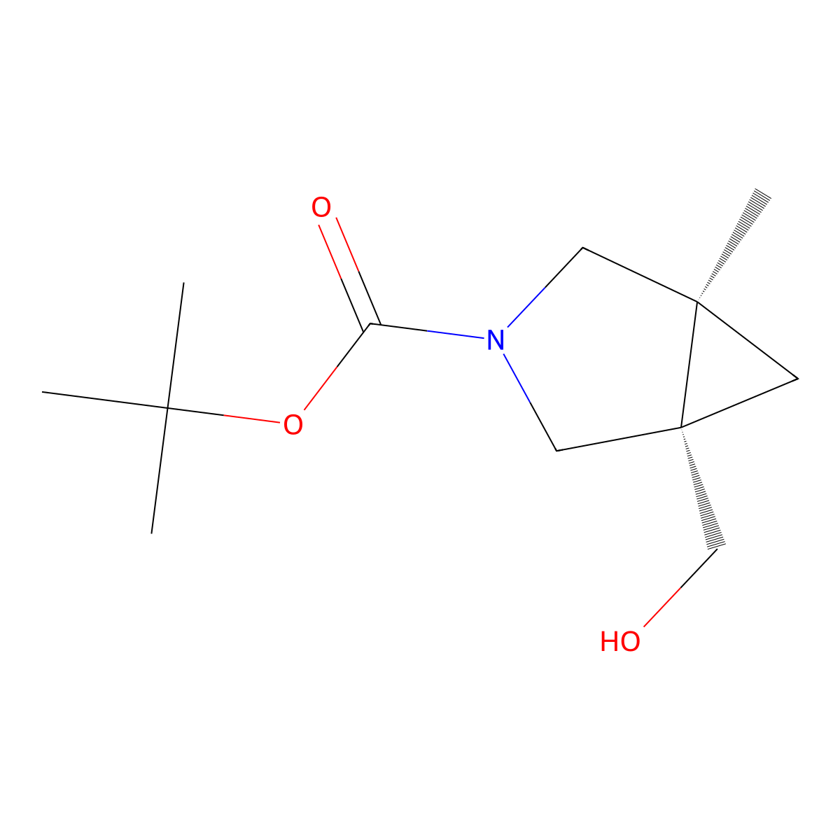 rac-tert-butyl (1R,5R)-1-(hydroxymethyl)-5-methyl-3-azabicyclo[3.1.0]hexane-3-carboxylate molecular structure, CAS 2413847-55-7