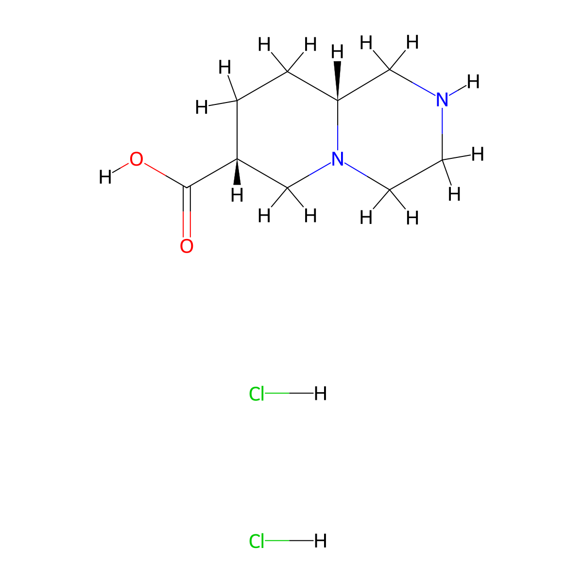 rac-(7R,9aR)-octahydro-1H-pyrido[1,2-a]pyrazine-7-carboxylicaciddihydrochloride,cis molecular structure, CAS 2413847-59-1