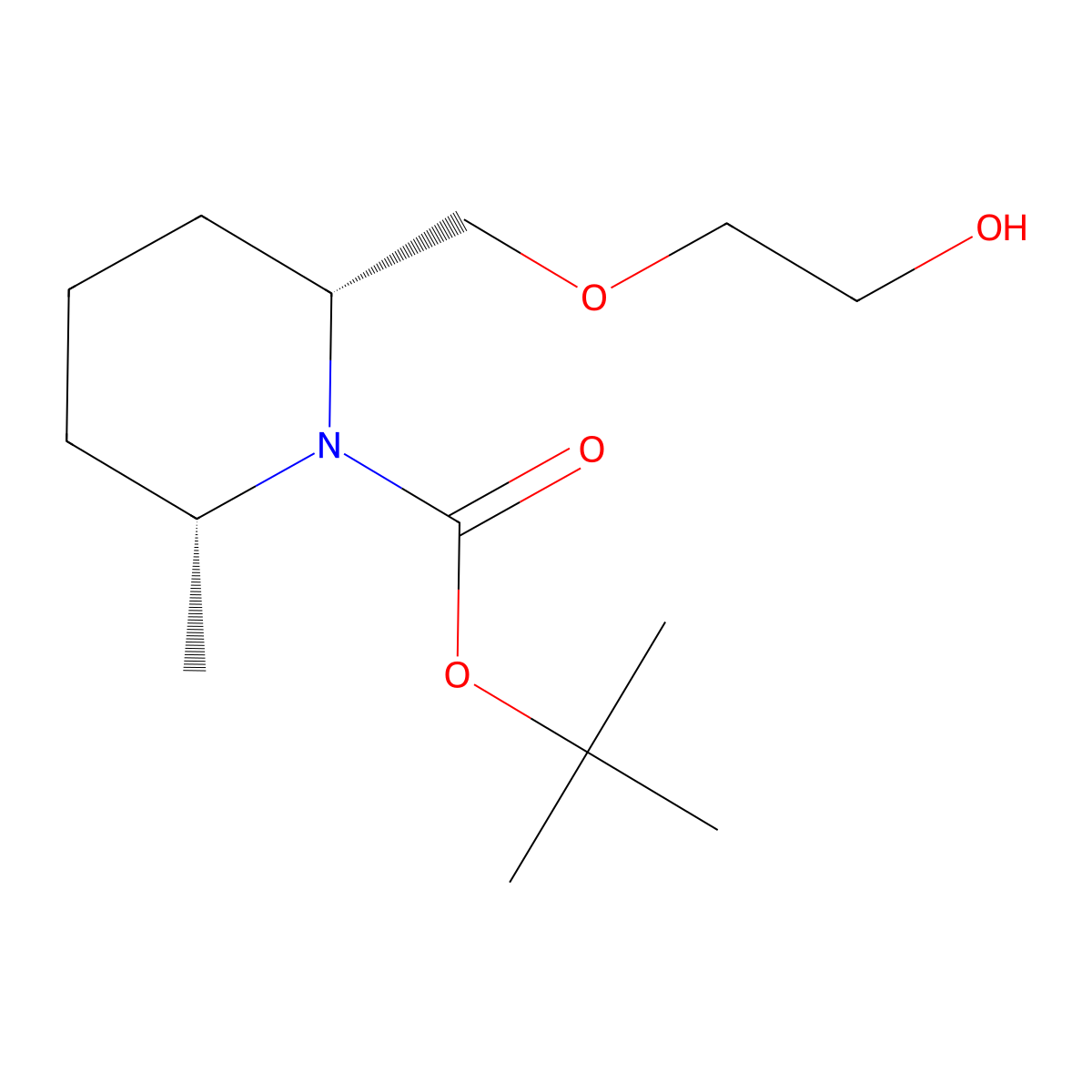 rac-tert-butyl (2R,6R)-2-[(2-hydroxyethoxy)methyl]-6-methylpiperidine-1-carboxylate molecular structure, CAS 2413847-72-8