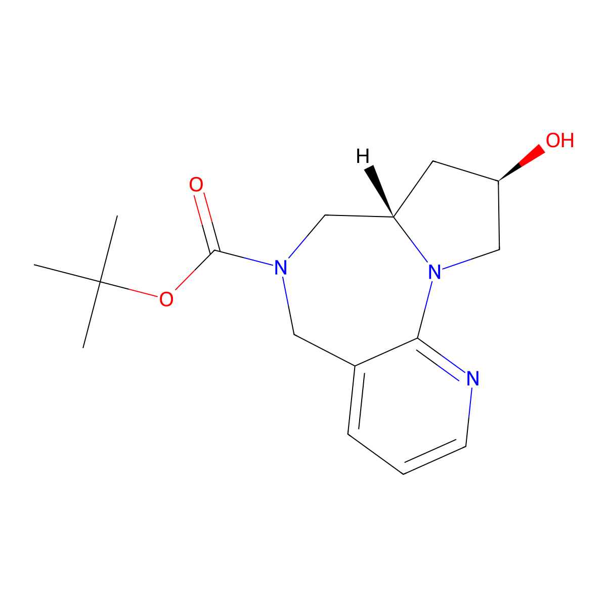 tert-butyl (4R,6S)-4-hydroxy-2,8,14-triazatricyclo[8.4.0.0,2,6]tetradeca-1(14),10,12-triene-8-carboxylate molecular structure, CAS 2413847-74-0