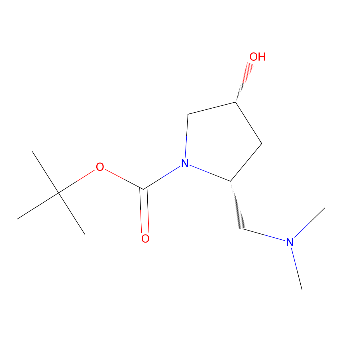 tert-butyl (2R,4R)-2-[(dimethylamino)methyl]-4-hydroxypyrrolidine-1-carboxylate molecular structure, CAS 2413847-85-3