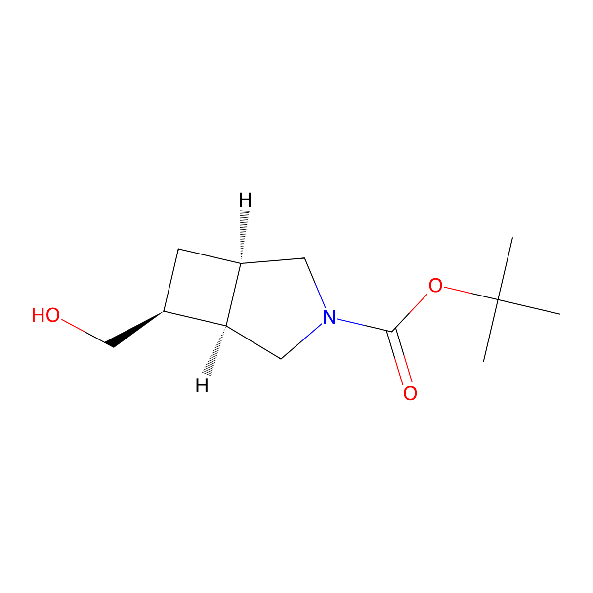 rac-tert-butyl (1R,5R,6S)-6-(hydroxymethyl)-3-azabicyclo[3.2.0]heptane-3-carboxylate molecular structure, CAS 2413847-92-2