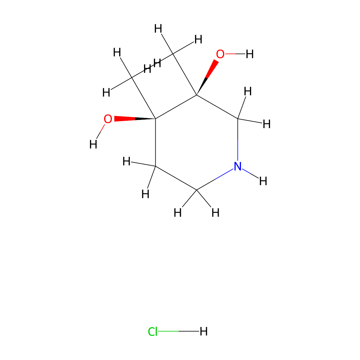 rac-(3R,4S)-3,4-dimethylpiperidine-3,4-diol hydrochloride molecular structure, CAS 2413848-05-0