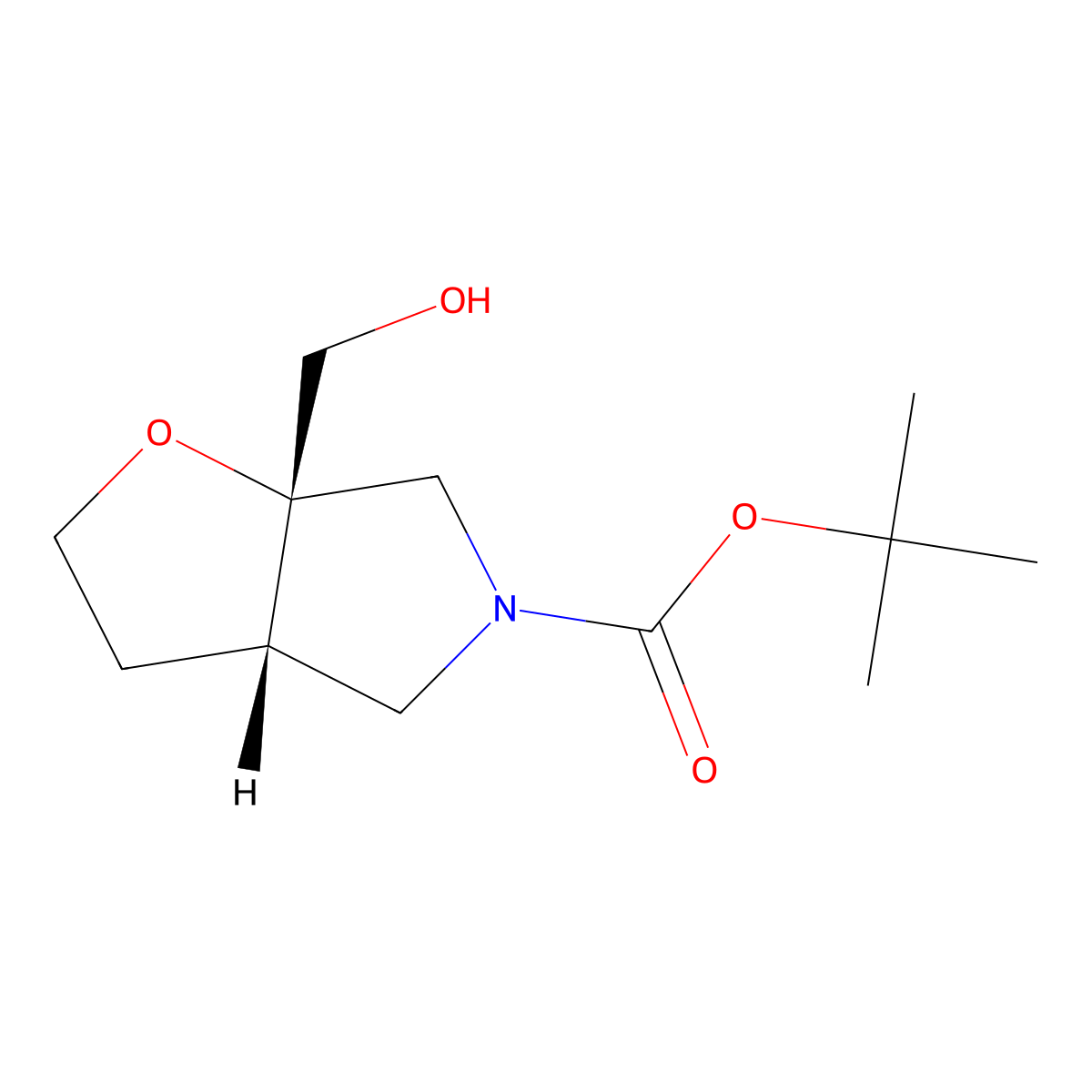 rac-tert-butyl (3aR,6aR)-6a-(hydroxymethyl)-hexahydro-2H-furo[2,3-c]pyrrole-5-carboxylate molecular structure, CAS 2413848-14-1