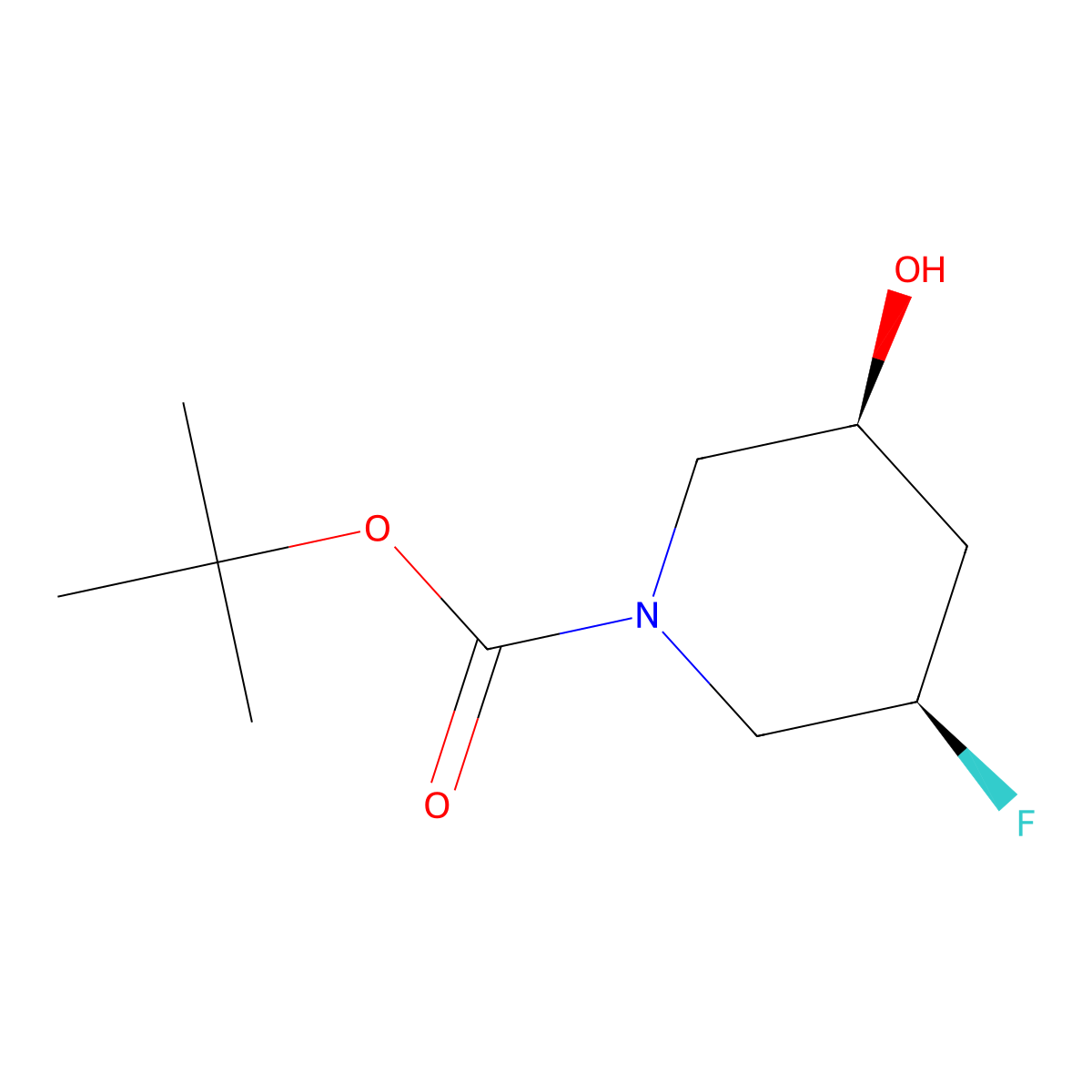 Tert-butyl (3R,5S)-3-fluoro-5-hydroxypiperidine-1-carboxylate molecular structure, CAS 2413848-18-5