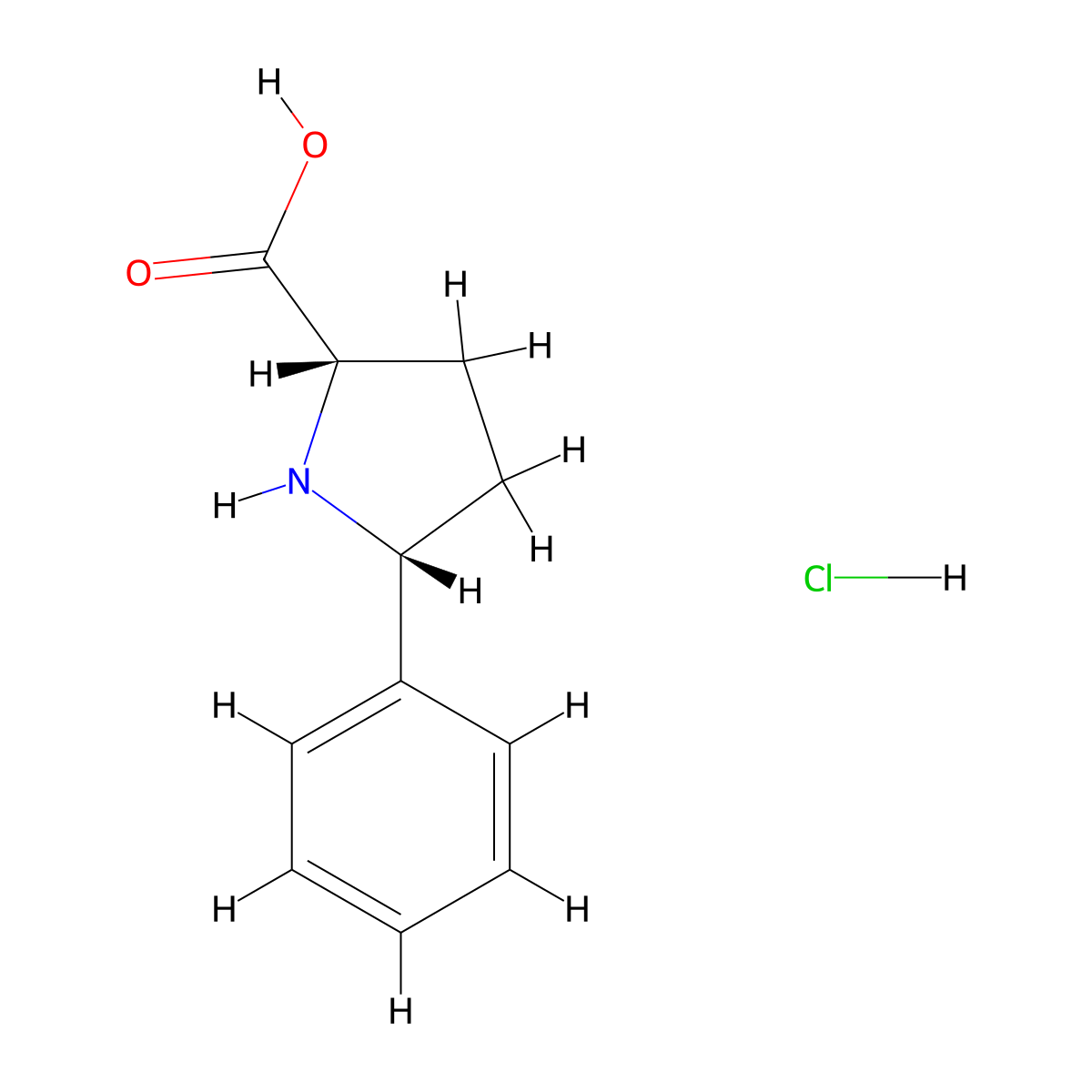 (2S,5R)-5-phenylpyrrolidine-2-carboxylic acid hydrochloride molecular structure, CAS 2413848-24-3