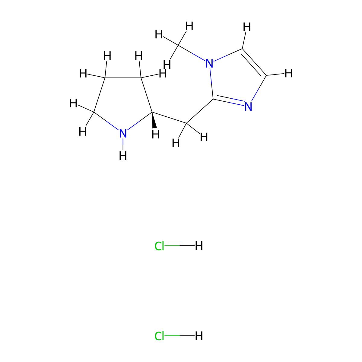 1-methyl-2-{[(2R)-pyrrolidin-2-yl]methyl}-1H-imidazole dihydrochloride molecular structure, CAS 2413848-25-4