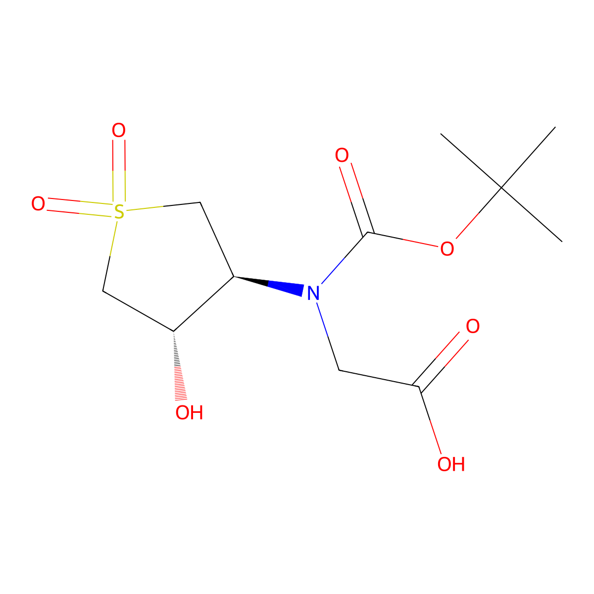 rac-2-{[(tert-butoxy)carbonyl][(3R,4R)-4-hydroxy-1,1-dioxo-1lambda6-thiolan-3-yl]amino}acetic acid molecular structure, CAS 2413848-27-6