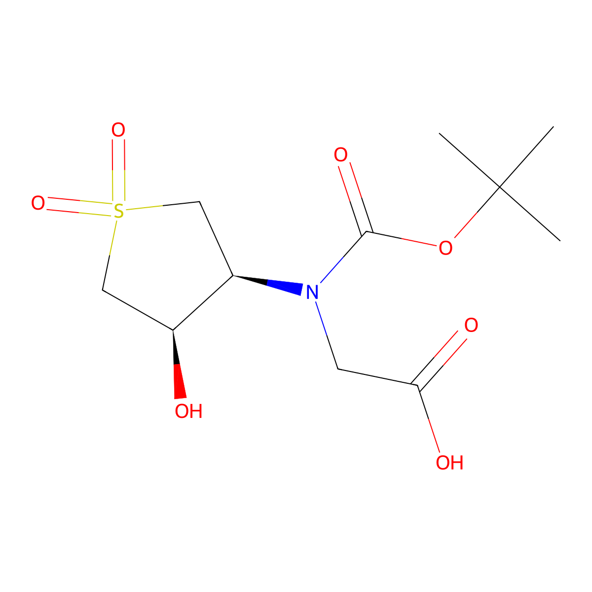 rac-2-{[(tert-butoxy)carbonyl][(3R,4S)-4-hydroxy-1,1-dioxo-1lambda6-thiolan-3-yl]amino}acetic acid molecular structure, CAS 2413848-33-4