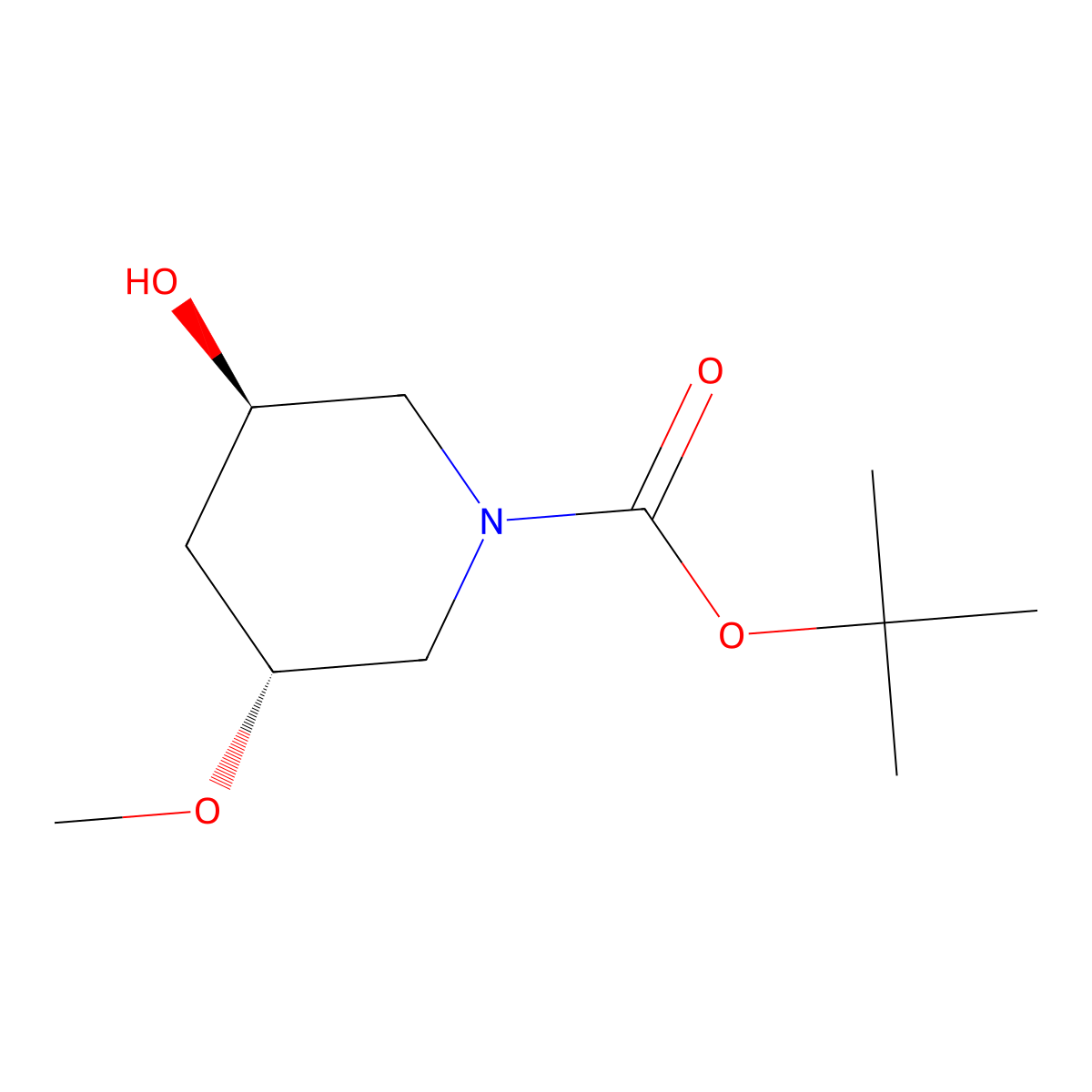 tert-butyl (3R,5R)-3-hydroxy-5-methoxypiperidine-1-carboxylate molecular structure, CAS 2413848-38-9