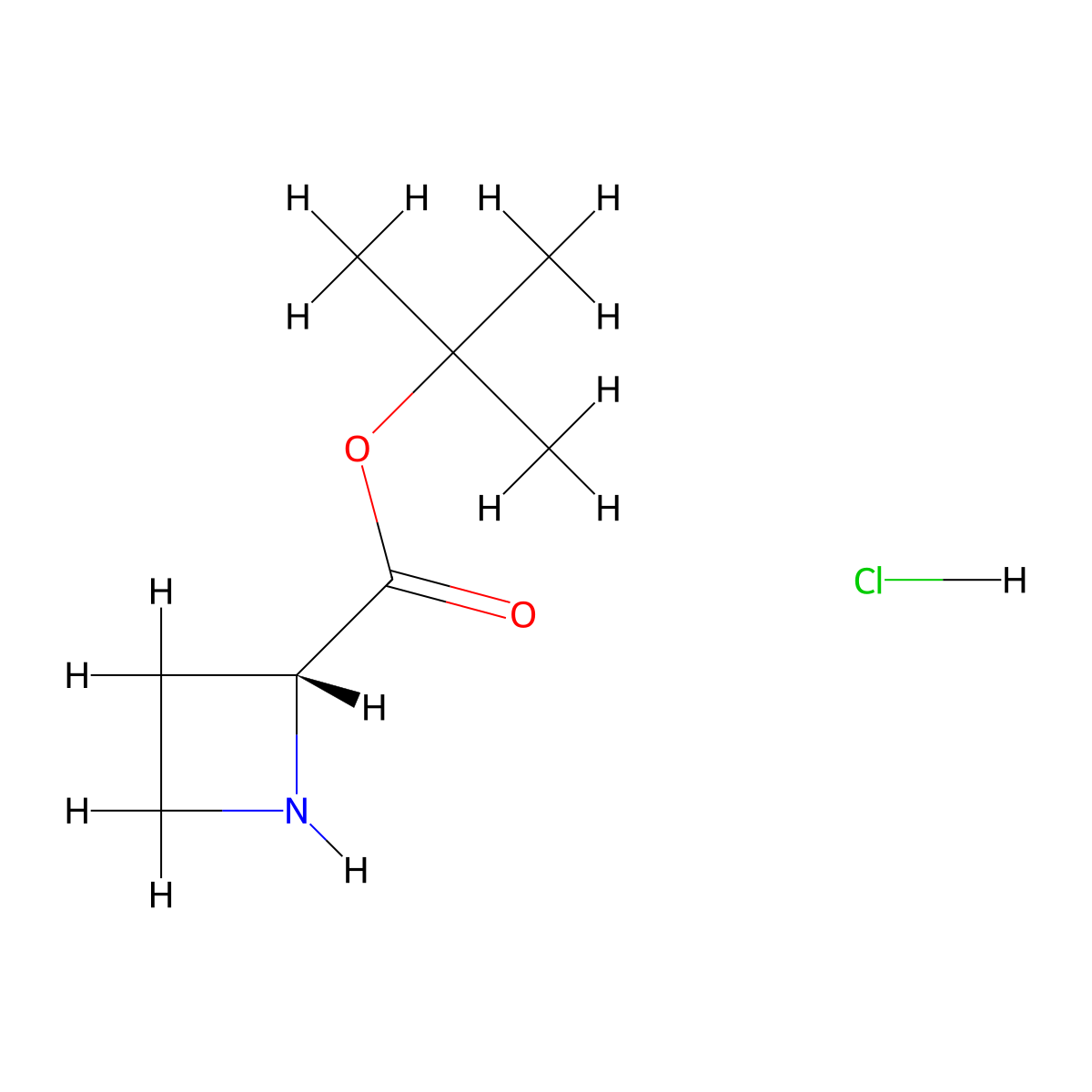 tert-butyl (2R)-azetidine-2-carboxylate hydrochloride molecular structure, CAS 2413848-44-7