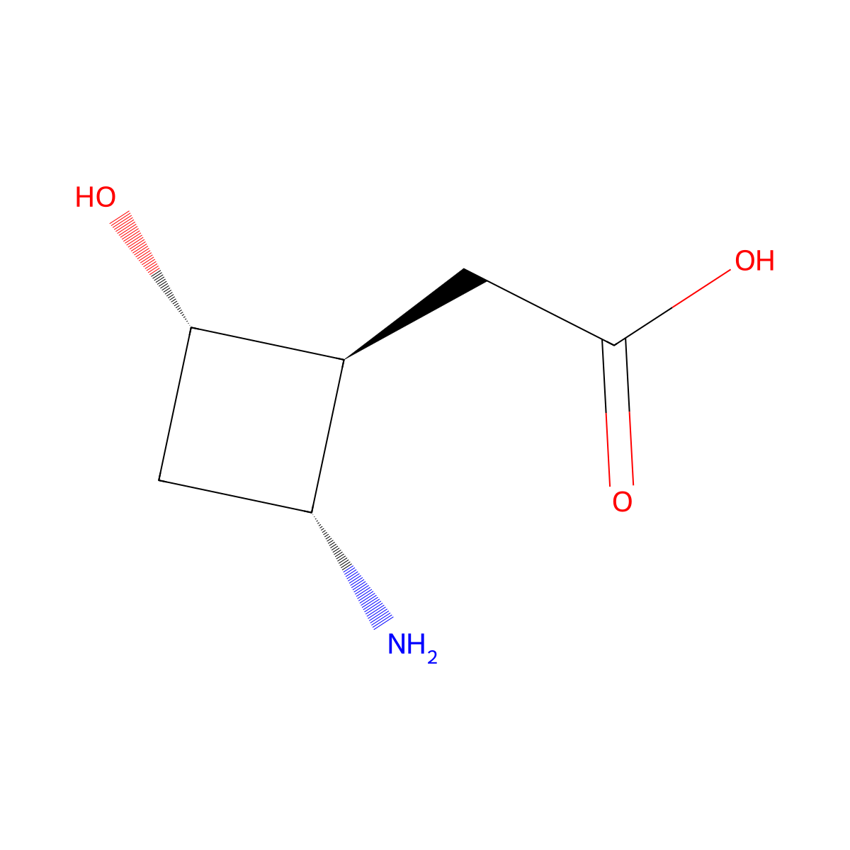 rac-2-[(1R,2S,4R)-2-amino-4-hydroxycyclobutyl]acetic acid molecular structure, CAS 2413848-50-5