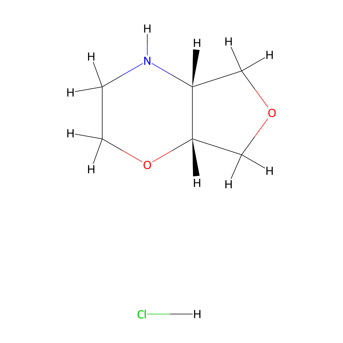 rac-(4aR,7aR)-hexahydro-2H-furo(3,4-b)(1,4)oxazine hydrochloride molecular structure, CAS 2413848-79-8