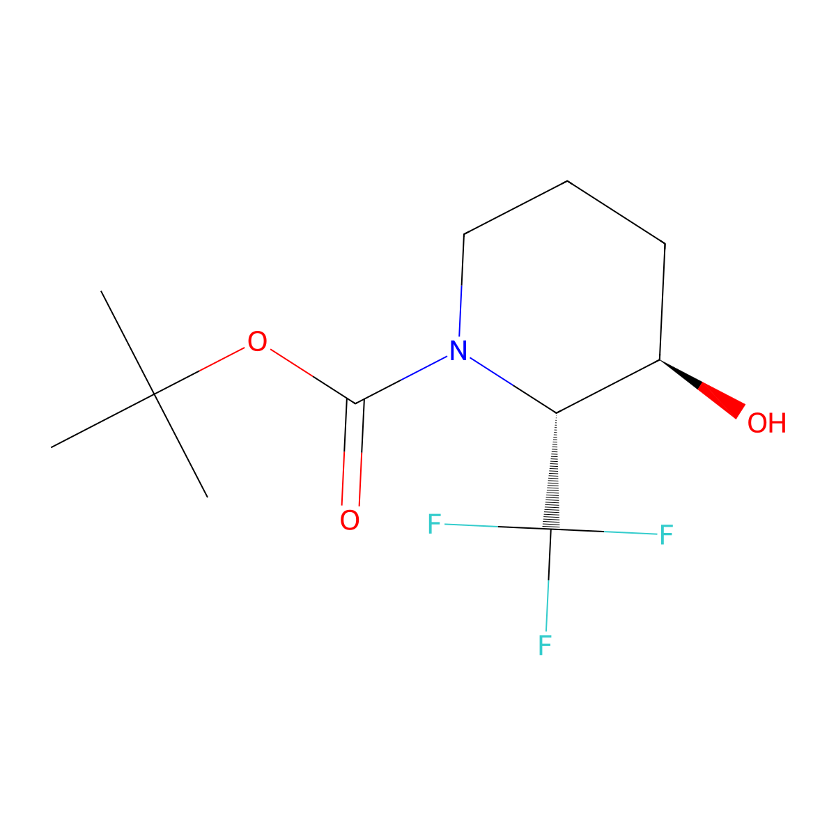 rac-tert-butyl (2R,3R)-3-hydroxy-2-(trifluoromethyl)piperidine-1-carboxylate molecular structure, CAS 2413848-86-7