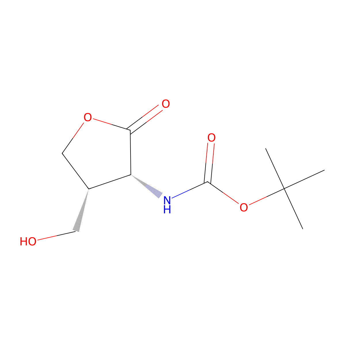rac-tert-butyl N-[(3R,4R)-4-(hydroxymethyl)-2-oxooxolan-3-yl]carbamate molecular structure, CAS 2413848-87-8