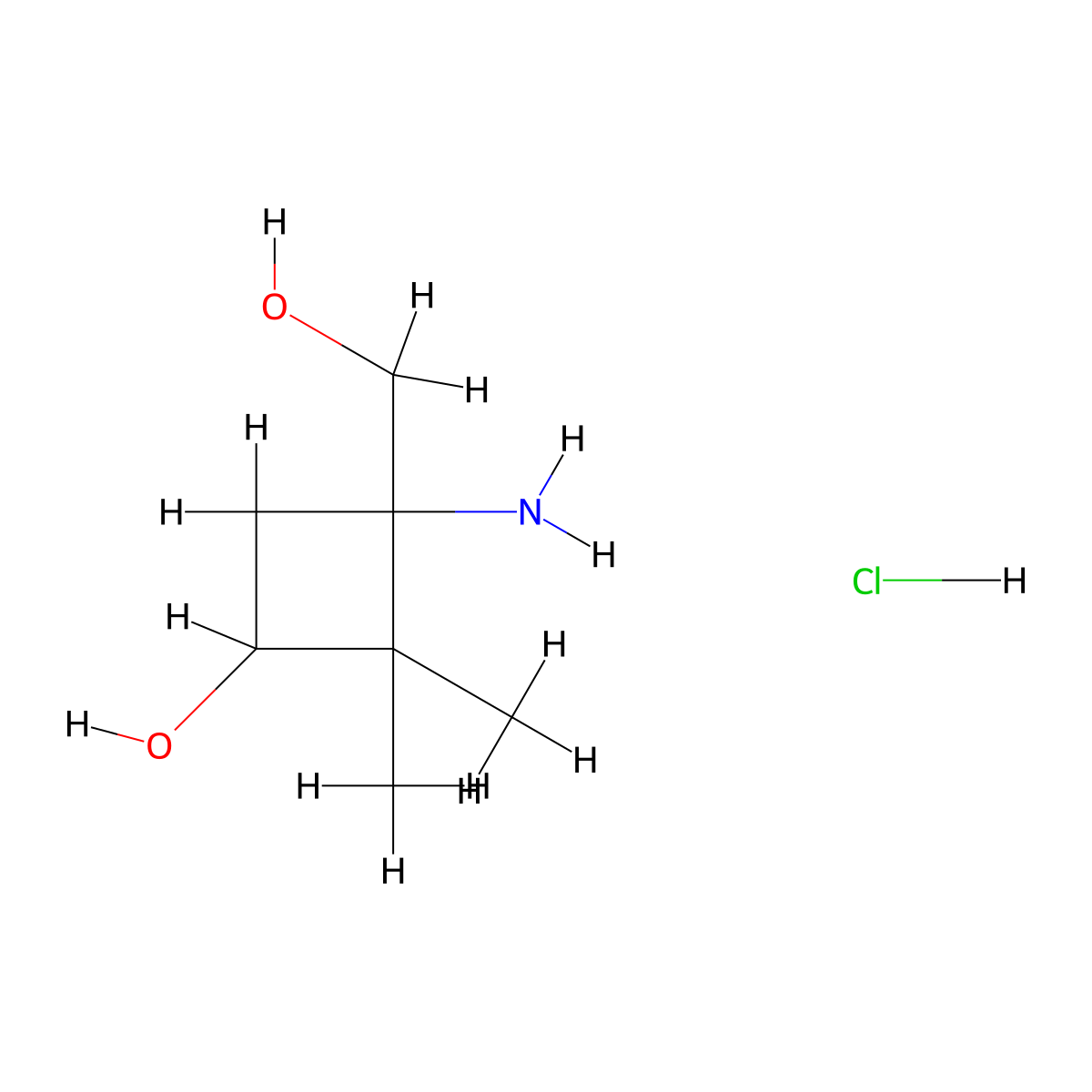 3-Amino-3-(hydroxymethyl)-2,2-dimethylcyclobutan-1-ol hydrochloride molecular structure, CAS 2413866-56-3