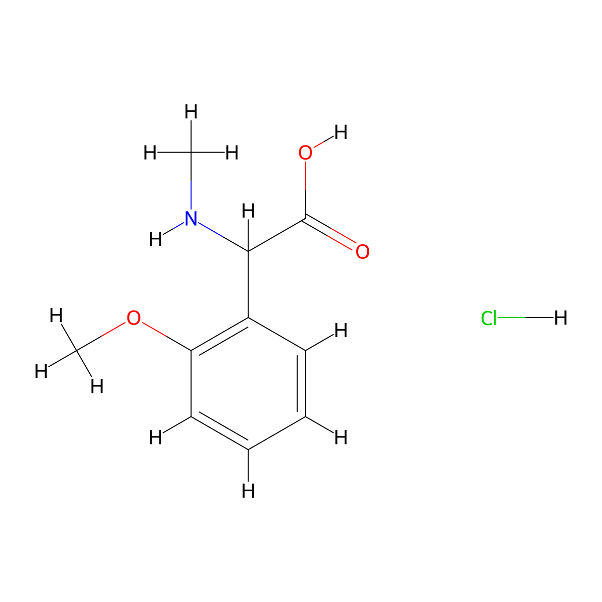 2-(2-Methoxyphenyl)-2-(methylamino)acetic acid hydrochloride molecular structure, CAS 2413866-57-4