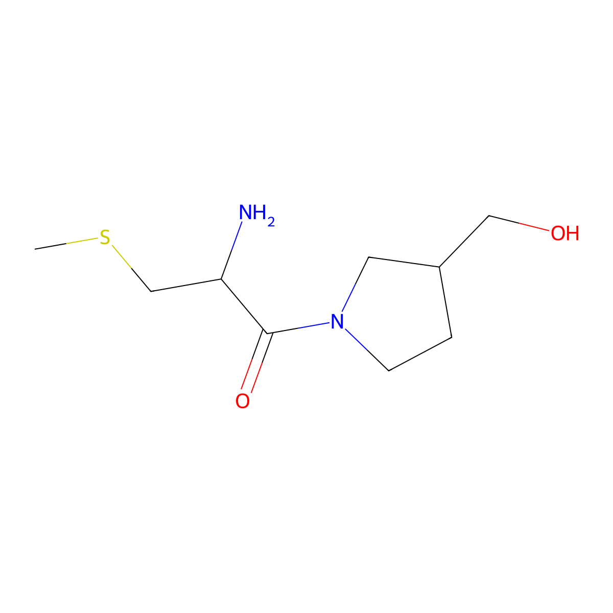 2-Amino-1-[3-(hydroxymethyl)pyrrolidin-1-yl]-3-(methylsulfanyl)propan-1-one molecular structure, CAS 2413866-58-5