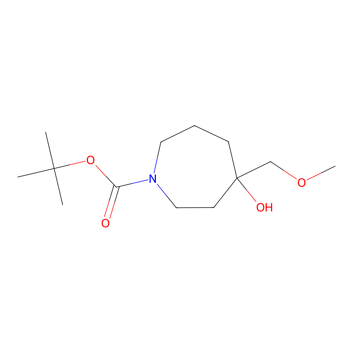Tert-butyl 4-hydroxy-4-(methoxymethyl)azepane-1-carboxylate molecular structure, CAS 2413866-60-9