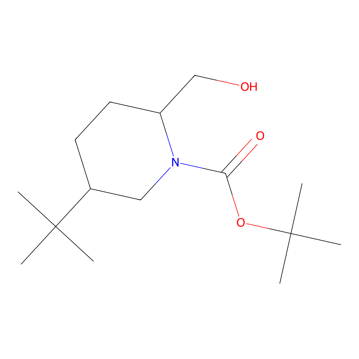Tert-butyl 5-tert-butyl-2-(hydroxymethyl)piperidine-1-carboxylate molecular structure, CAS 2413866-85-8
