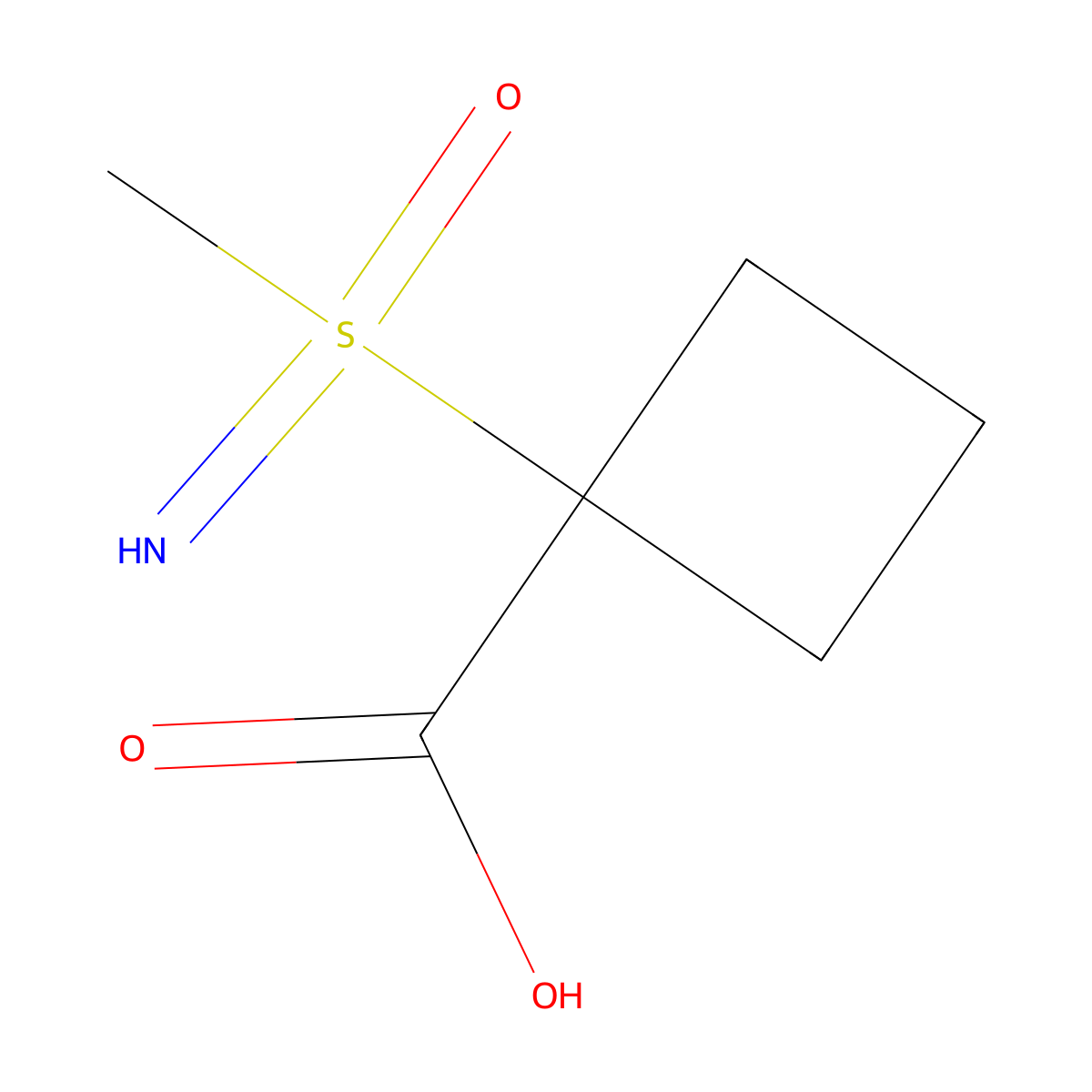1-[Imino(methyl)oxo-lambda6-sulfanyl]cyclobutane-1-carboxylic acid molecular structure, CAS 2413866-89-2