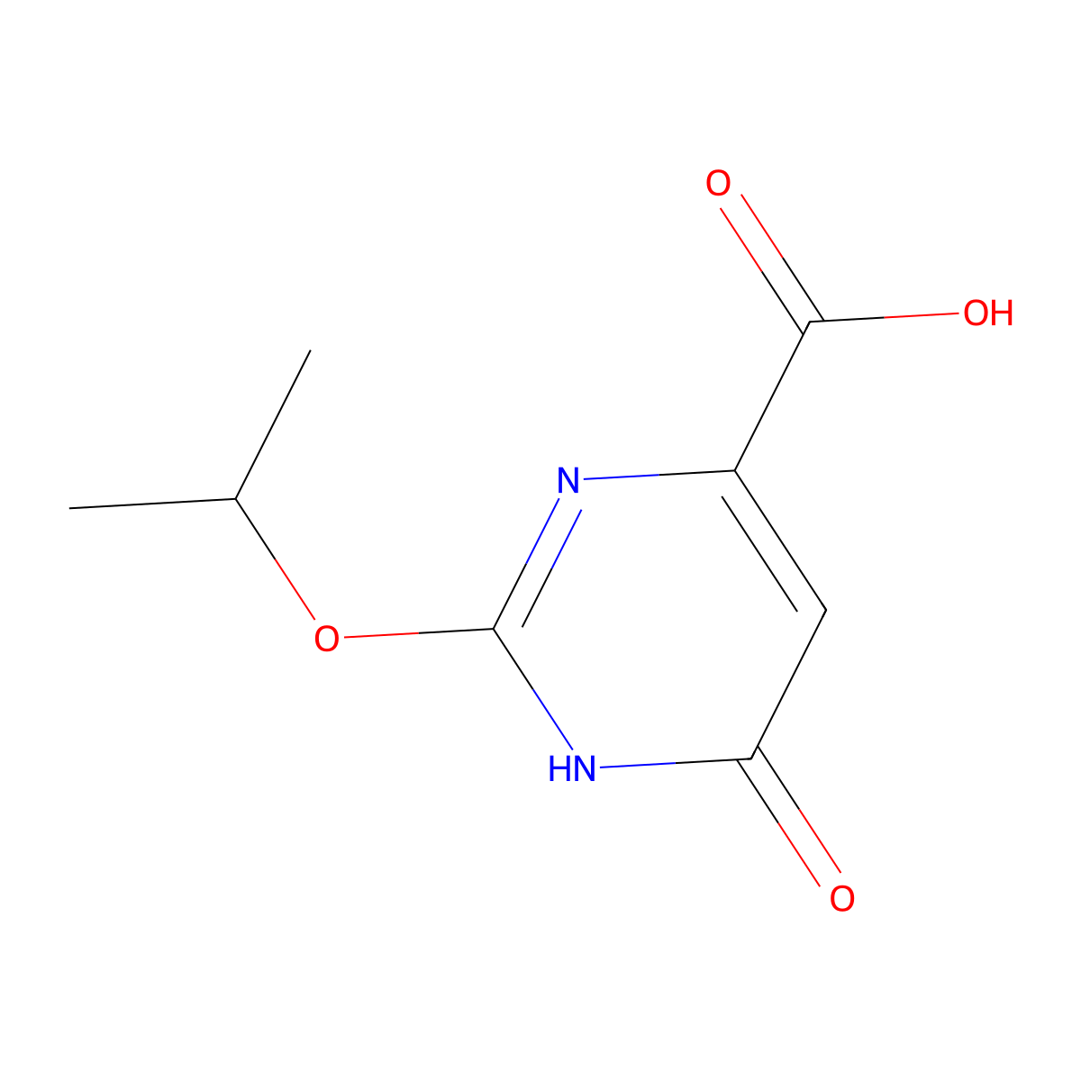 6-Oxo-2-(propan-2-yloxy)-1,6-dihydropyrimidine-4-carboxylic acid molecular structure, CAS 2413866-93-8