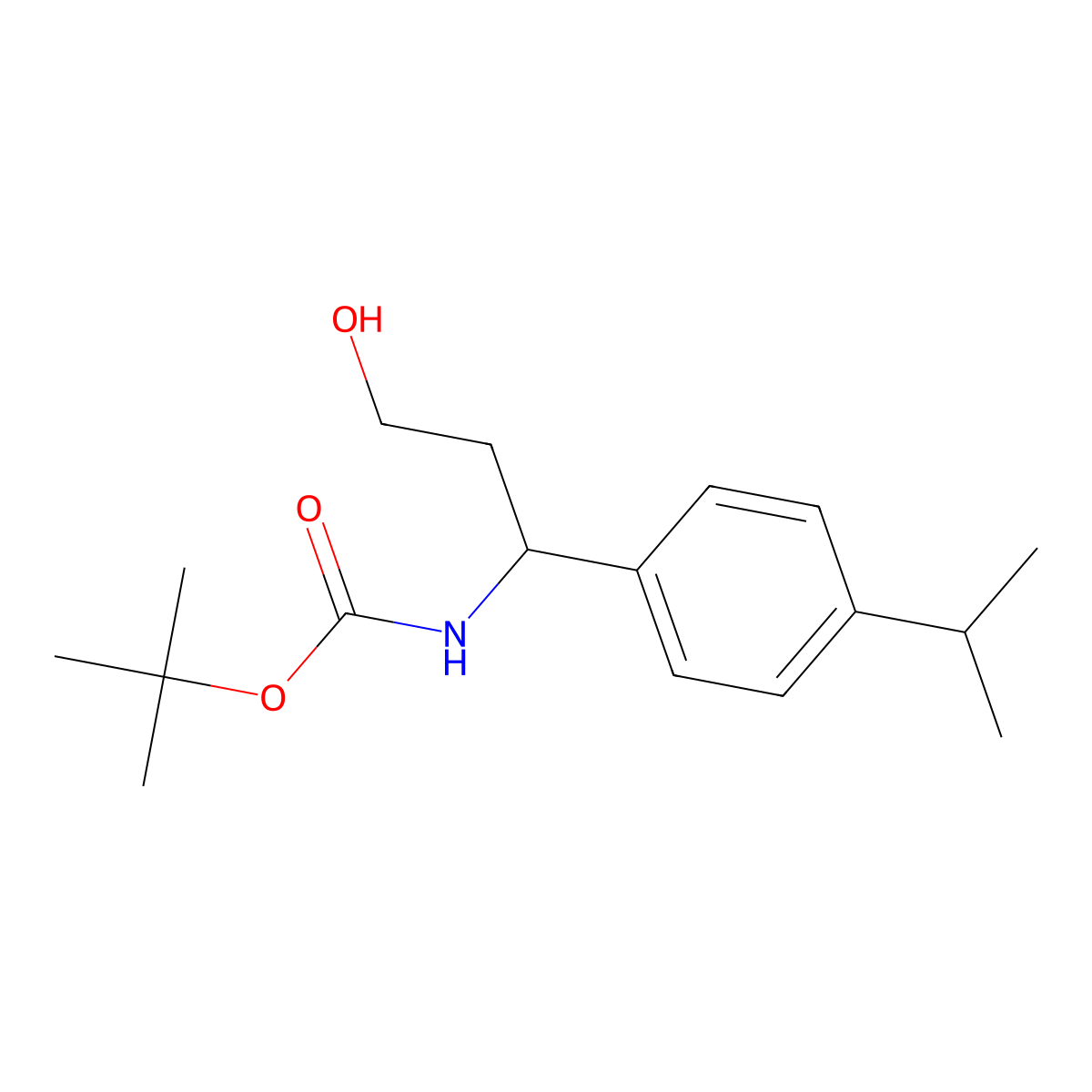 tert-butyl N-{3-hydroxy-1-[4-(propan-2-yl)phenyl]propyl}carbamate molecular structure, CAS 2413866-95-0