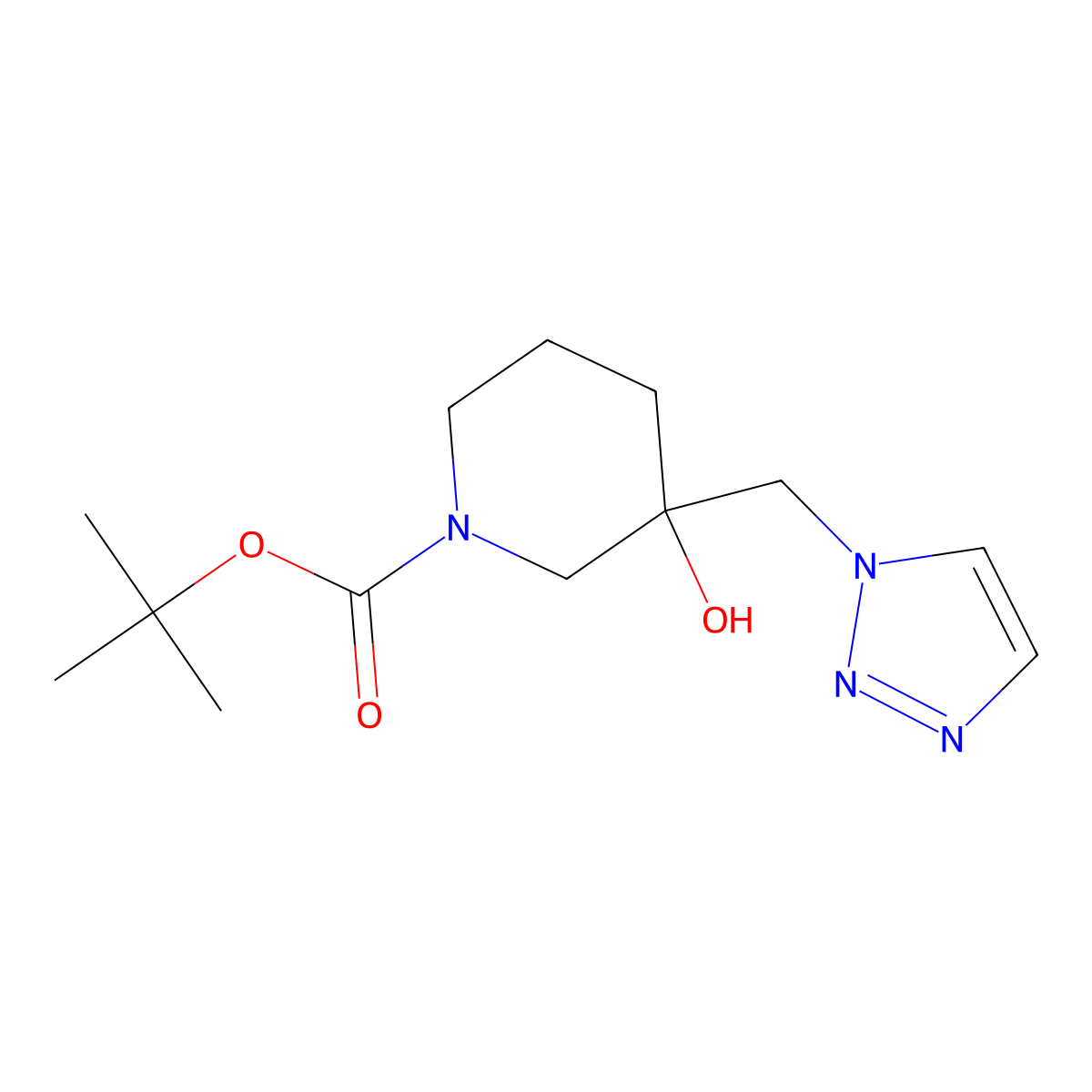 tert-butyl 3-hydroxy-3-[(1H-1,2,3-triazol-1-yl)methyl]piperidine-1-carboxylate molecular structure, CAS 2413866-96-1