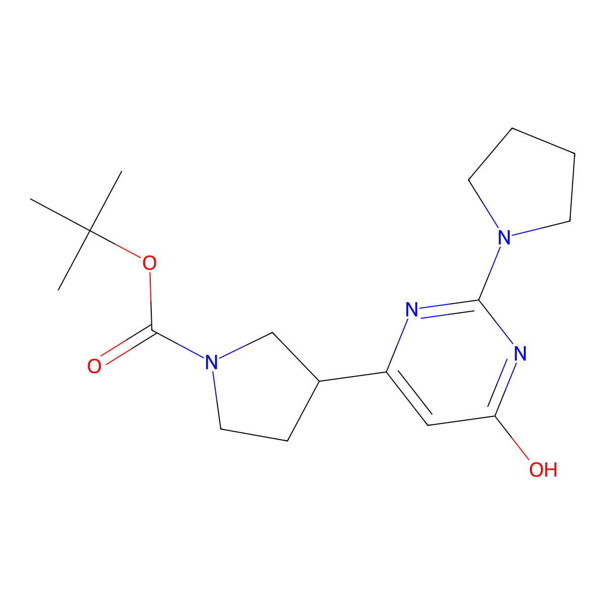 Tert-butyl 3-[6-hydroxy-2-(pyrrolidin-1-yl)pyrimidin-4-yl]pyrrolidine-1-carboxylate molecular structure, CAS 2413867-00-0