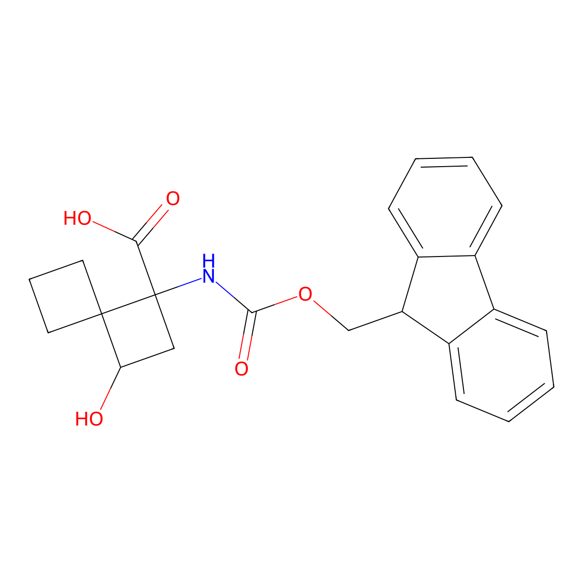 1-({[(9H-fluoren-9-yl)methoxy]carbonyl}amino)-3-hydroxyspiro[3.3]heptane-1-carboxylic acid molecular structure, CAS 2413867-03-3