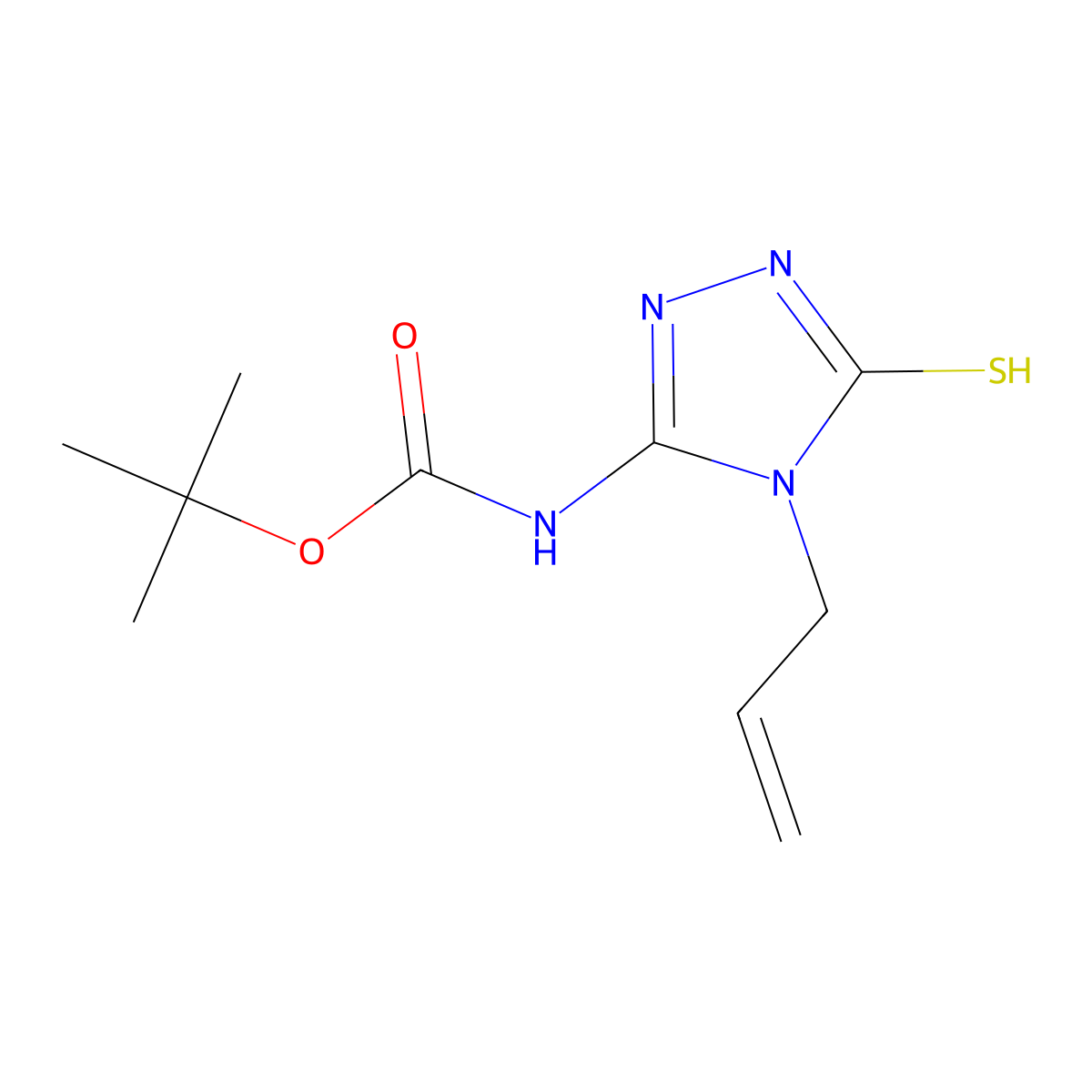 tert-butyl N-[4-(prop-2-en-1-yl)-5-sulfanyl-4H-1,2,4-triazol-3-yl]carbamate molecular structure, CAS 2413867-24-8