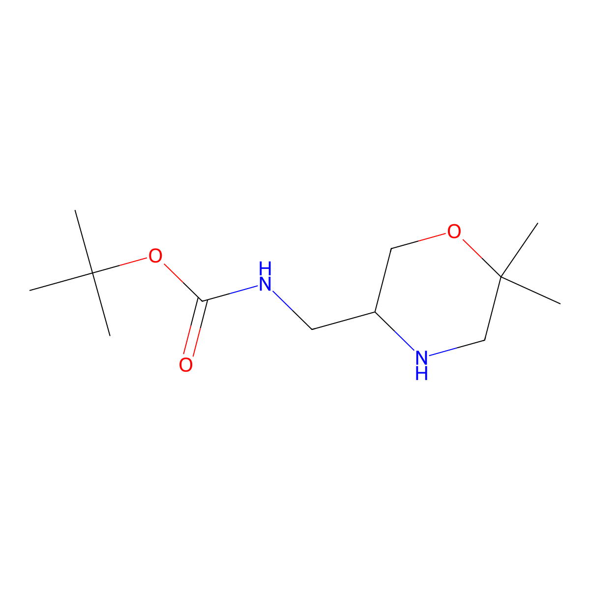 tert-Butyl ((6,6-dimethylmorpholin-3-yl)methyl)carbamate molecular structure, CAS 2413867-43-1