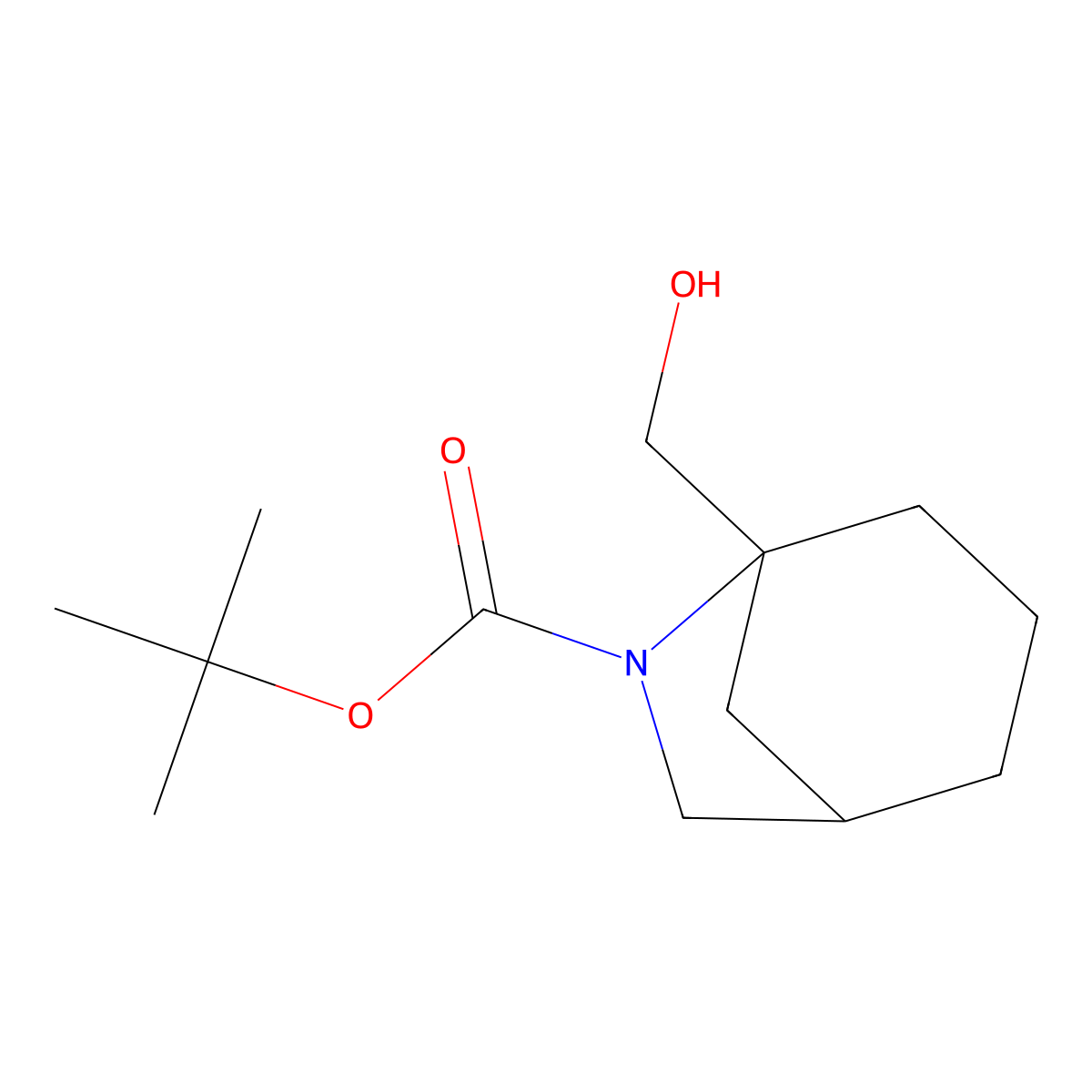 Tert-butyl 5-(hydroxymethyl)-6-azabicyclo[3.2.1]octane-6-carboxylate molecular structure, CAS 2413867-55-5