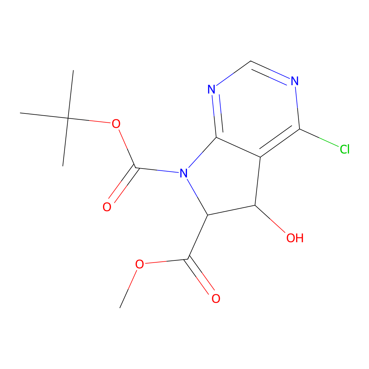 7-tert-butyl 6-methyl 4-chloro-5-hydroxy-5H,6H,7H-pyrrolo[2,3-d]pyrimidine-6,7-dicarboxylate molecular structure, CAS 2413867-60-2