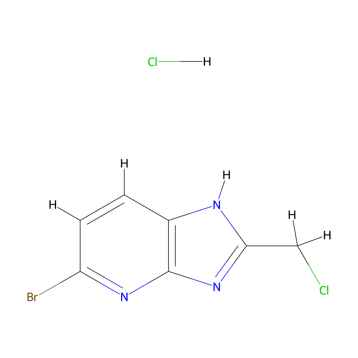 5-bromo-2-(chloromethyl)-1H-imidazo[4,5-b]pyridine hydrochloride molecular structure, CAS 2413867-63-5