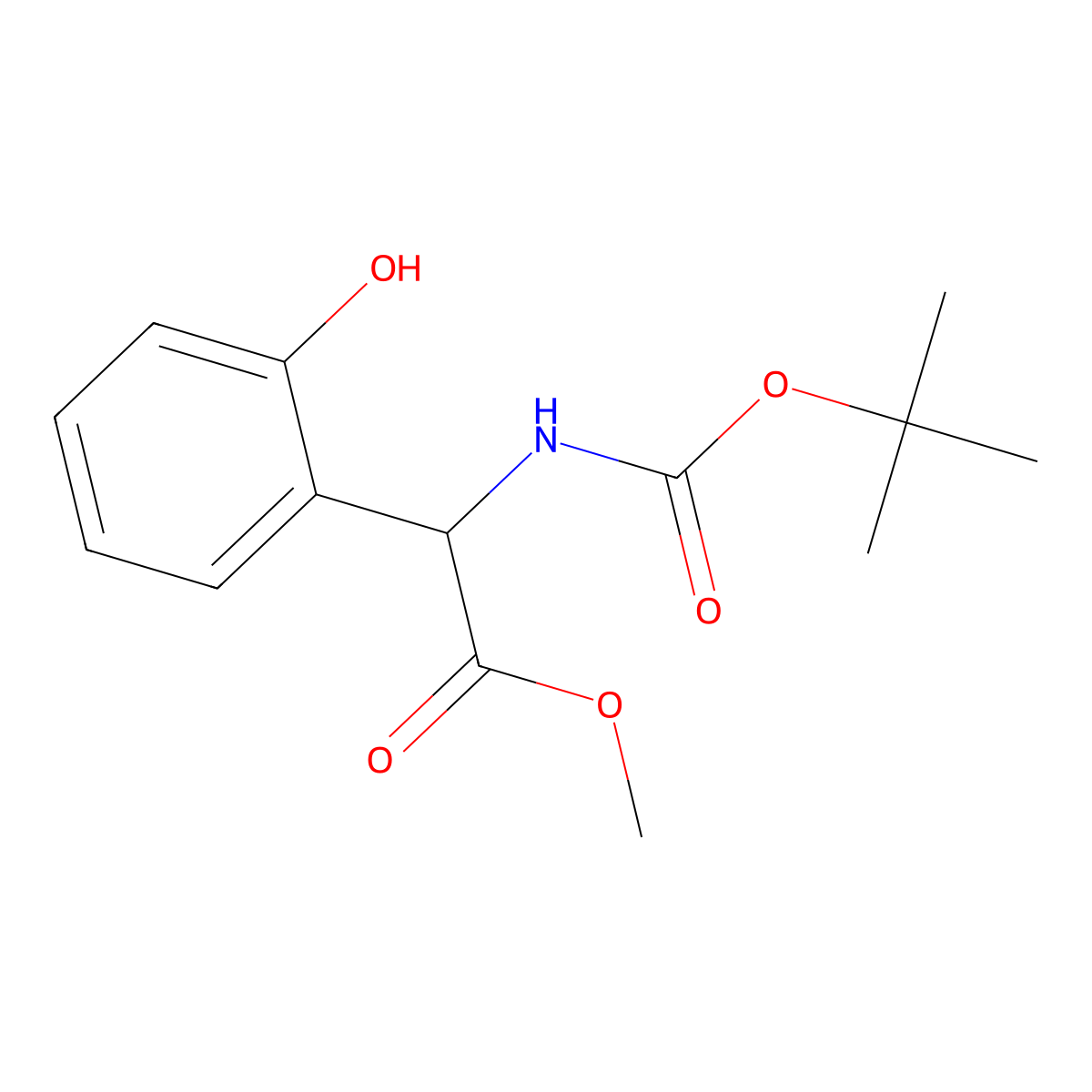 Methyl 2-(((tert-butoxy)carbonyl)amino)-2-(2-hydroxyphenyl)acetate molecular structure, CAS 2413867-70-4