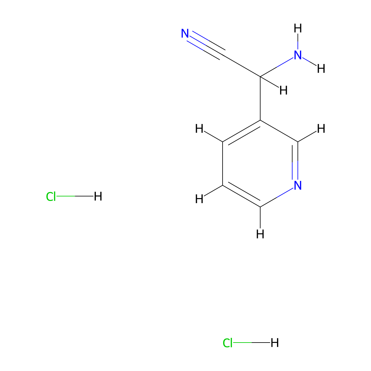 2-Amino-2-(pyridin-3-yl)acetonitrile dihydrochloride molecular structure, CAS 2413867-73-7