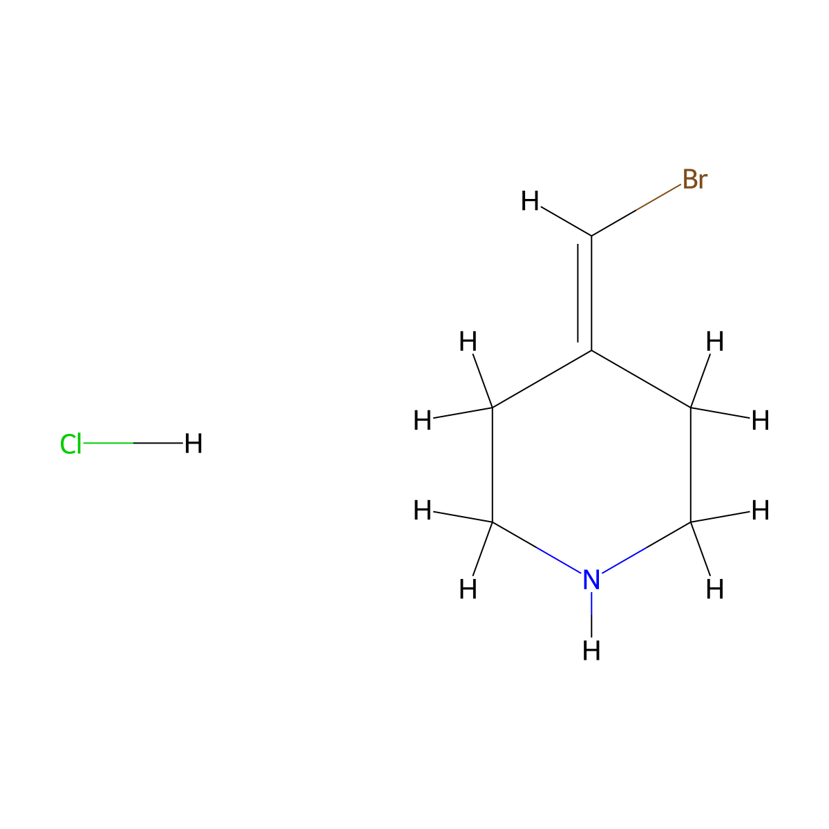4-(Bromomethylidene)piperidine hydrochloride molecular structure, CAS 2413867-79-3
