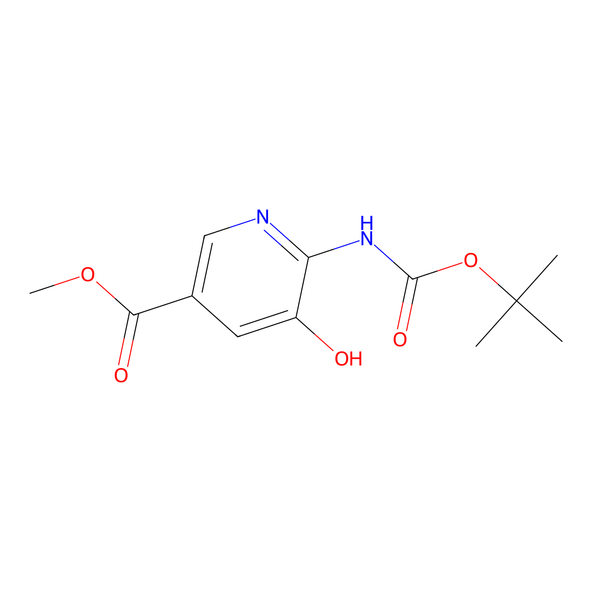 Methyl 6-{[(tert-butoxy)carbonyl]amino}-5-hydroxypyridine-3-carboxylate molecular structure, CAS 2413867-84-0