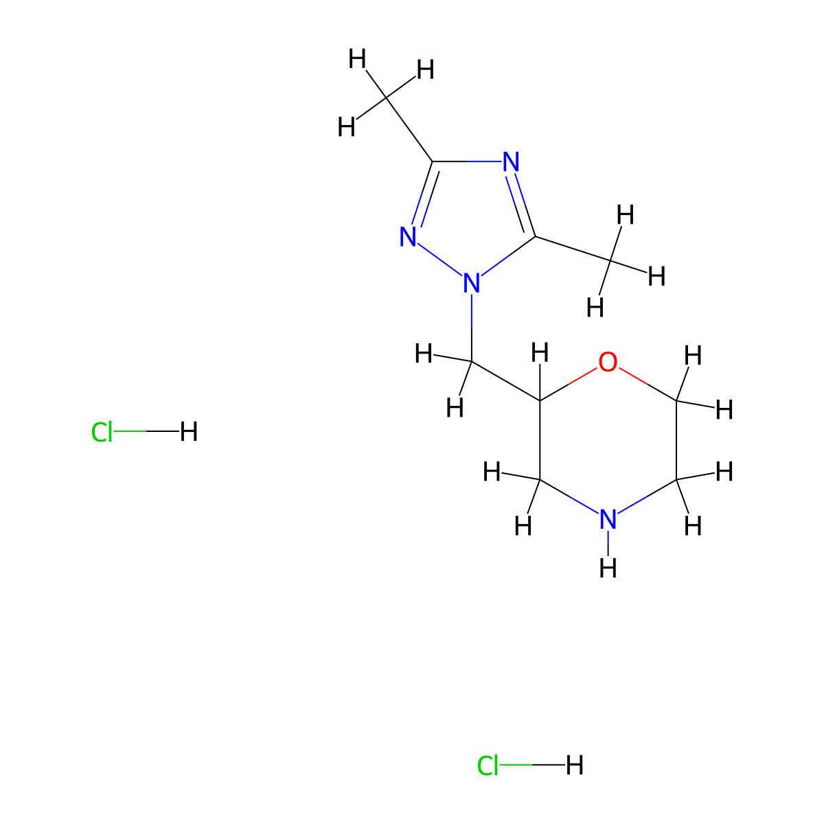 2-[(3,5-dimethyl-1H-1,2,4-triazol-1-yl)methyl]morpholine dihydrochloride molecular structure, CAS 2413867-88-4