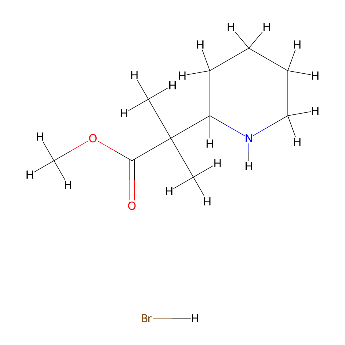 Methyl2-methyl-2-(piperidin-2-yl)propanoatehydrobromide molecular structure, CAS 2413867-96-4