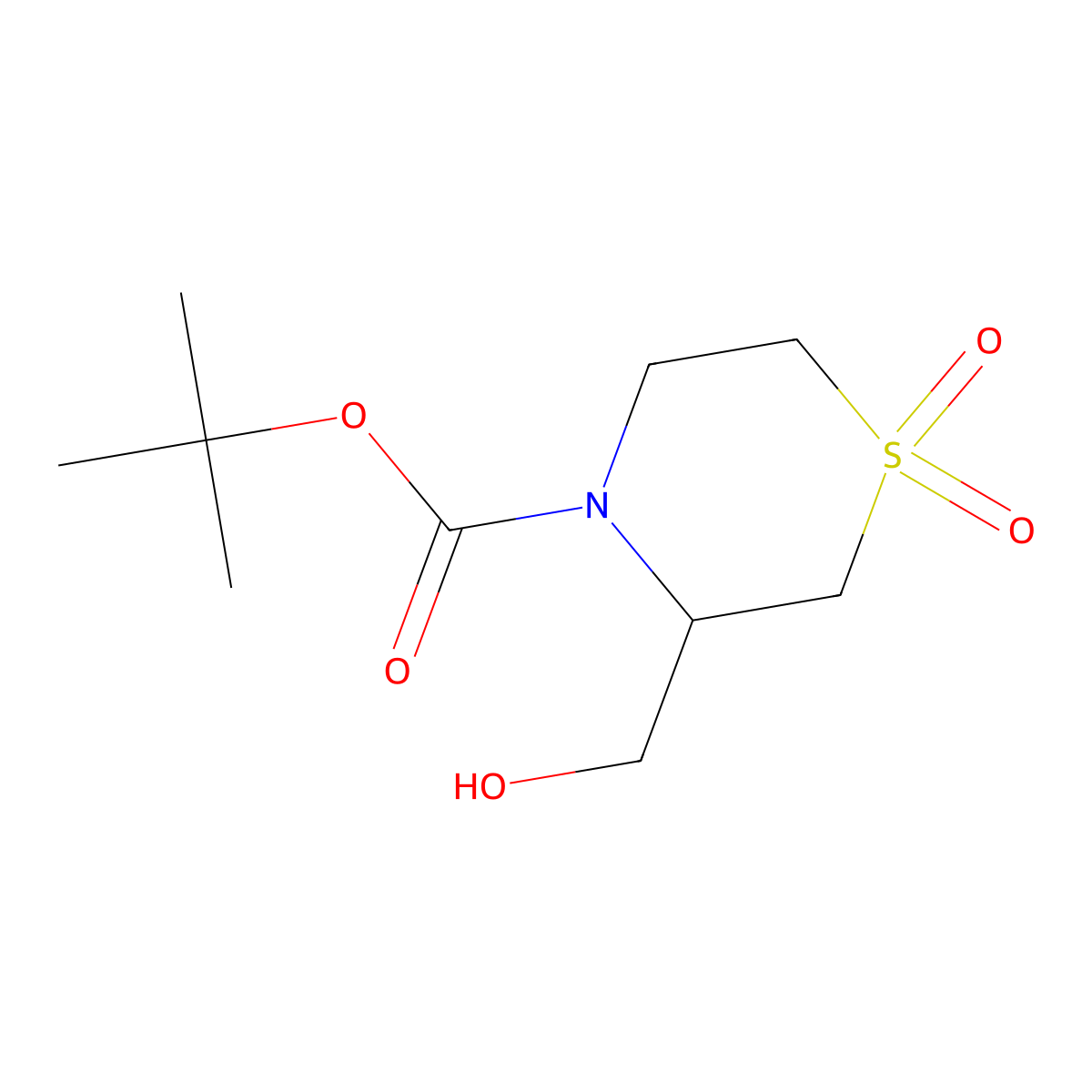 Tert-butyl 3-(hydroxymethyl)-1,1-dioxo-1lambda6-thiomorpholine-4-carboxylate molecular structure, CAS 2413868-05-8